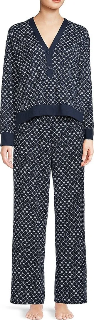2-Piece Logo Print Knit Pajama Set