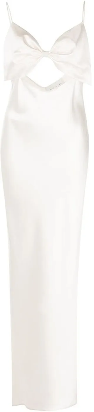 Bow-Embellished Silk Slip Dress