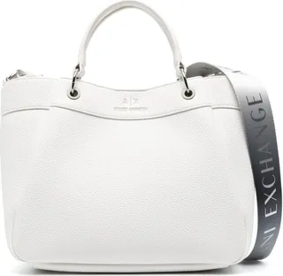 Embossed-Logo Leather Tote Bag