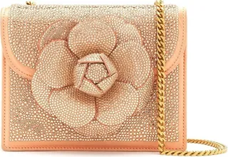 Crystal-Embellished Flower Crossbody Bag