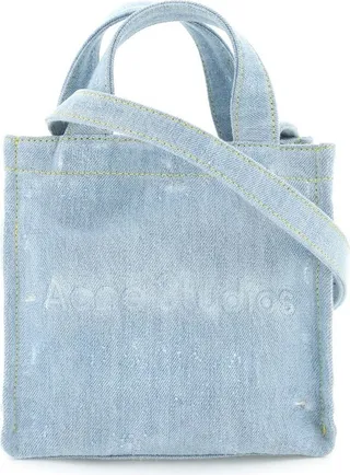 Acne Studios Logo Embossed Denim Tote Bag