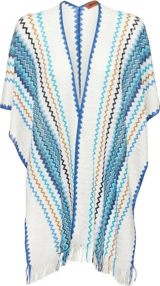 Fringed knit cape