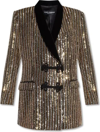 Dolce & Gabbana Sequin-Embellished V-Neck Jacket