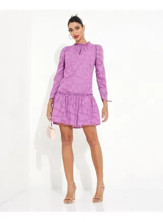 Little Mistress Mauve Drop Waist Shift