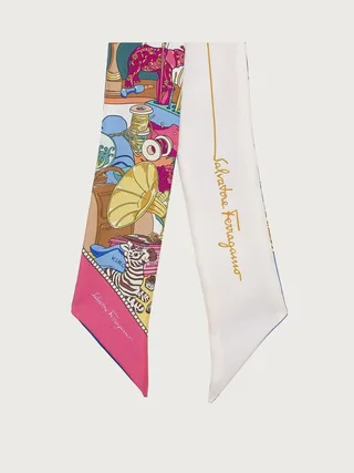 Ferragamo Women Studio print silk twilly Multicolor