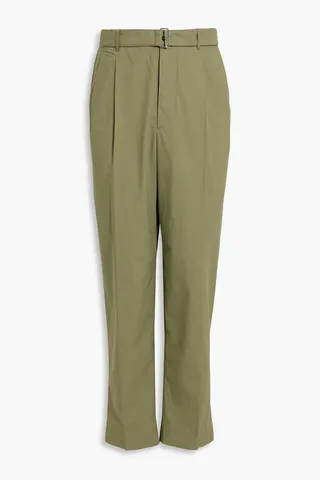 Luigi belted cotton-poplin chinos