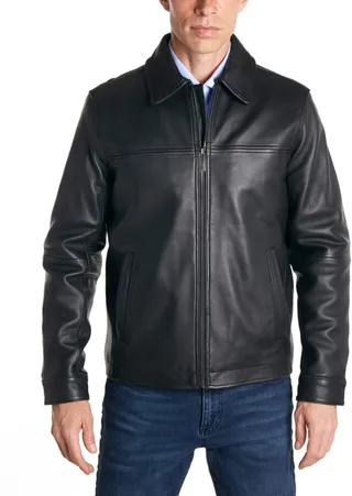 Perry Ellis Men's Classic Leather Jacket