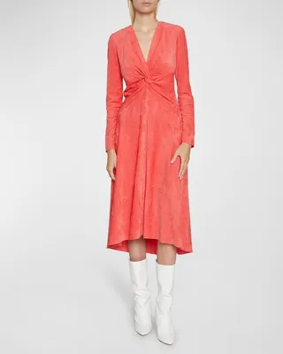 Havena Twisted Corduroy Midi Dress