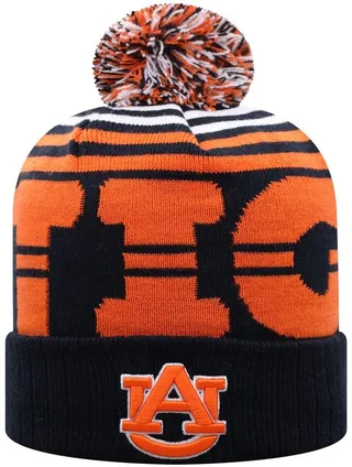 Men's Navy and Orange Auburn Tigers Colossal Cuffed Knit Hat with Pom