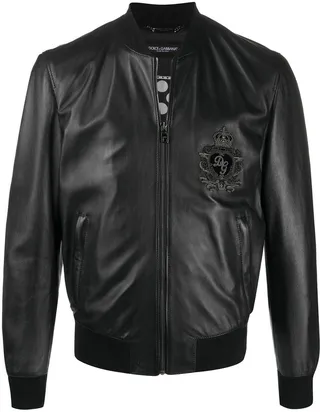 DG patch leather bomber jacket