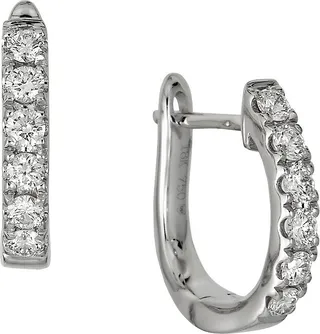 18K White Gold & 0.31 TCW Diamond Huggie Earrings