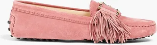 Fringed suede loafers