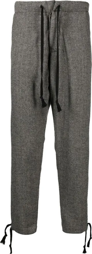 Herringbone-Pattern Tapered Trousers
