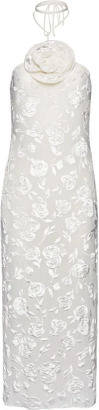 Floral silk strappy midi dress