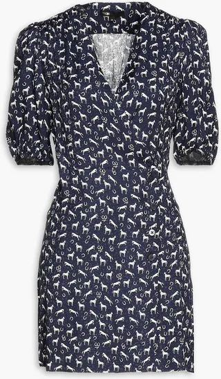 Rampa printed jacquard mini wrap dress
