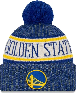 Men's New Era Royal Golden State Warriors Sport Cuffed Knit Hat with Pom