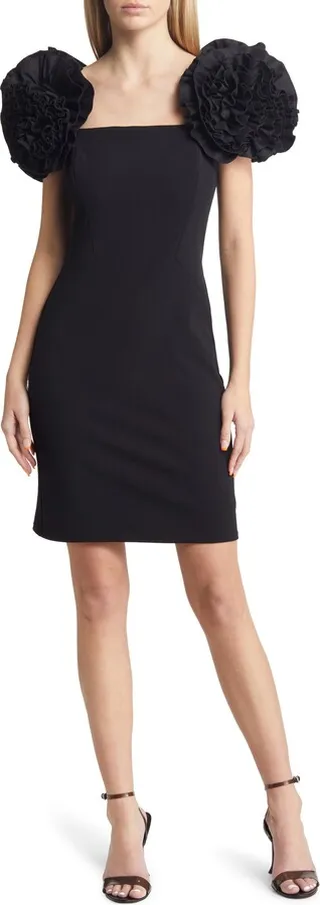 Big Rosette Short Sleeve Sheath Dress