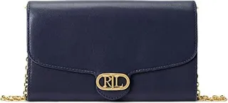 LAUREN Ralph Lauren Leather Medium Adair Crossbody (French Navy) Handbags