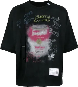 graphic-print distressed cotton T-shirt