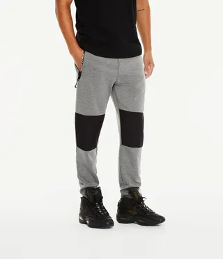 Aeropostale Men's Air Softspun Tech Fleece Mixed Media Jogger Sweatpants