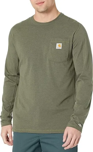 Carhartt Force Relaxed Fit Midweight Long Sleeve Pocket Tee (Basil Heather) Men's Clothing