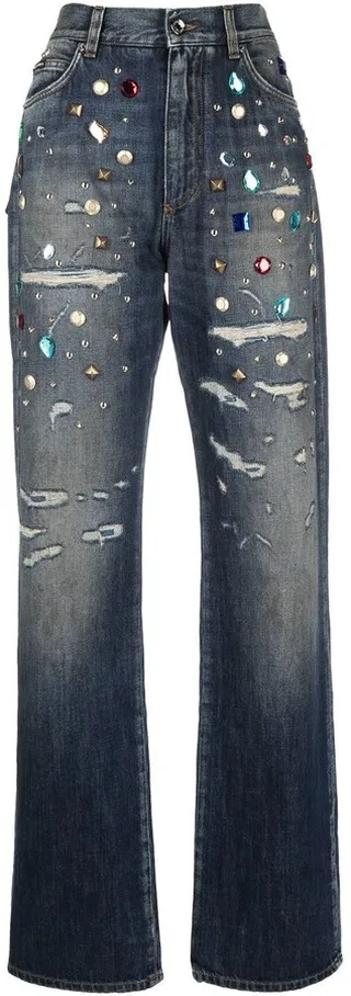 Distressed Embellished Jeans