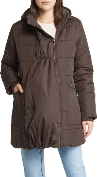 3-in-1 Hybrid Quilted Waterproof Maternity Puffer Coat