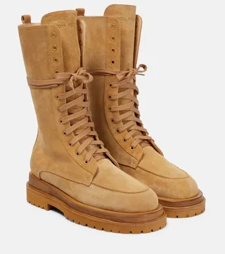 Suede lace-up boots