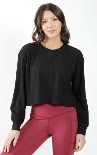 90 Degree By Reflex Womens Regular Fit Long Sleeve Crew Basic Sweatshirt - Gray X Large