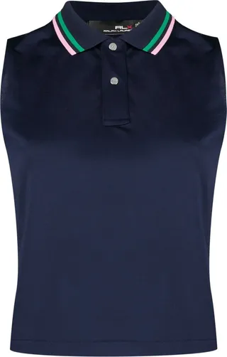 Stripe-Collar Golf Top
