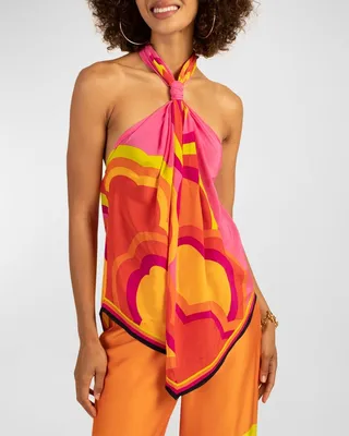 Marine 2 Abstract-Print Halter Top