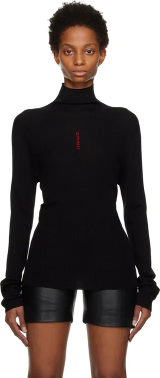 032c Black Jacquard Turtleneck