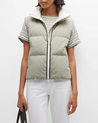 Monili-Trim Techno Crispy Canvas Puffer Vest