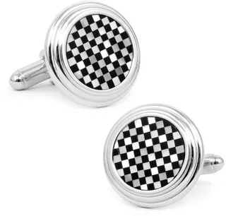 Onyx and Mother of Pearl Checker Stud Set