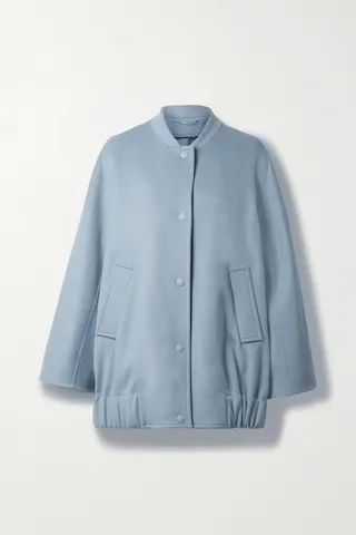 Max Mara - Estonia Oversized Wool And Cashmere-blend Bomber Jacket - Blue
