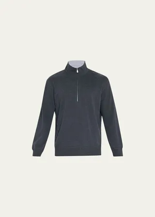 Men's Quarter-Zip Cotton-Stretch Sweater