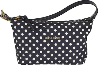 Polka Dot Logo Plaque Top Zip Shoulder Bag