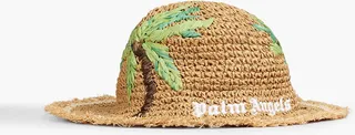 Embroidered straw bucket hat