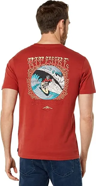 Rip Curl Shred Till Dead Short Sleeve Tee (Red) Men's Clothing