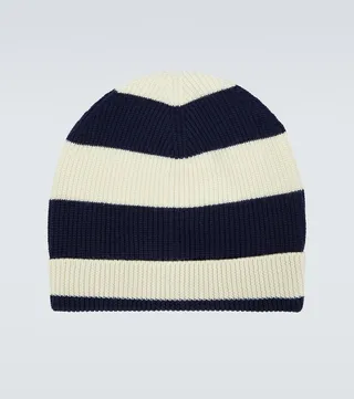 Striped wool ribbed beanie