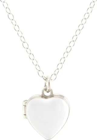 Kris Nations - Enamel Heart Locket Sterling Silver + White Enamel