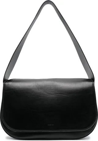 Debossed-Logo Leather Shoulder Bag