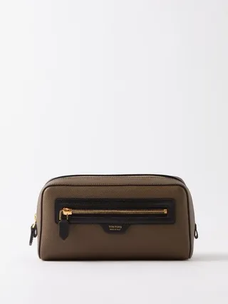 Grained-leather Washbag