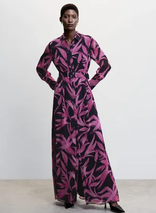 Belted Button Detail Dress