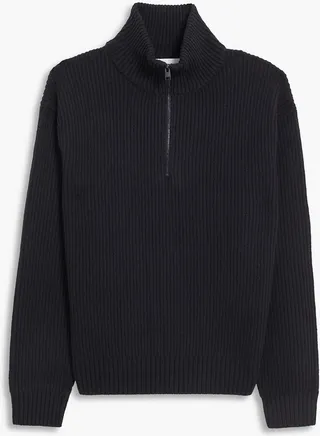 The Essential ribbed wool half-zip sweater