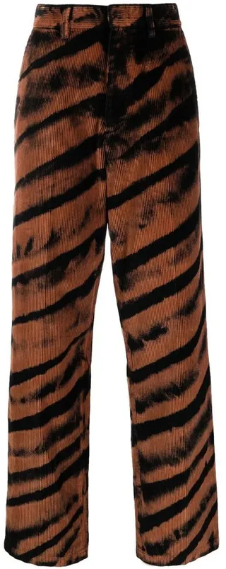 Tiger-Effect Straight Leg Trousers