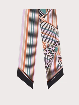 Ferragamo Women Gancio ribbon print twilly band Multicolor