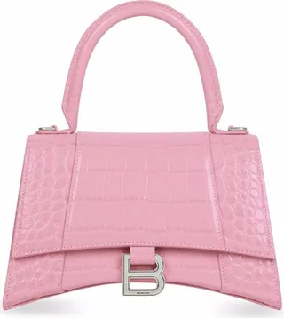 Hourglass crocodile-embossed shoulder bag