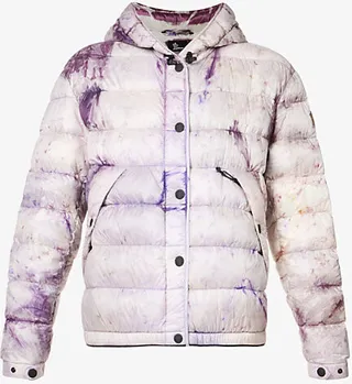 oncler Womens Purple Rives Bomber Tie-dye Boxy-fit Shell-down Jacket