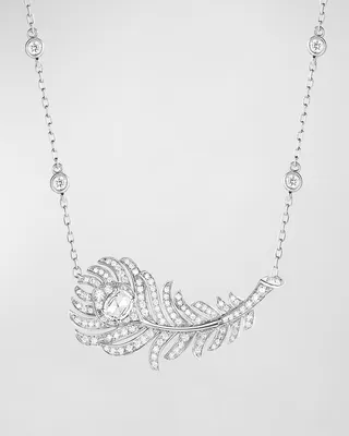 White Gold Plume de Paon Pendant Necklace with Diamonds